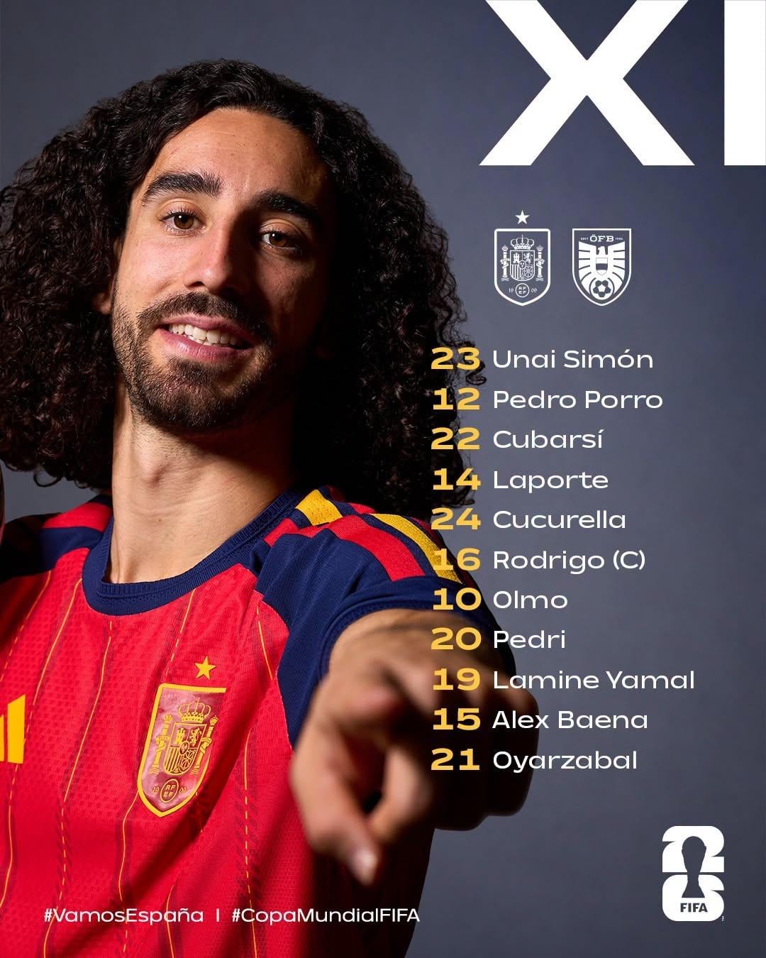 تشكيل منتخب إسبانيا ضد النمسا