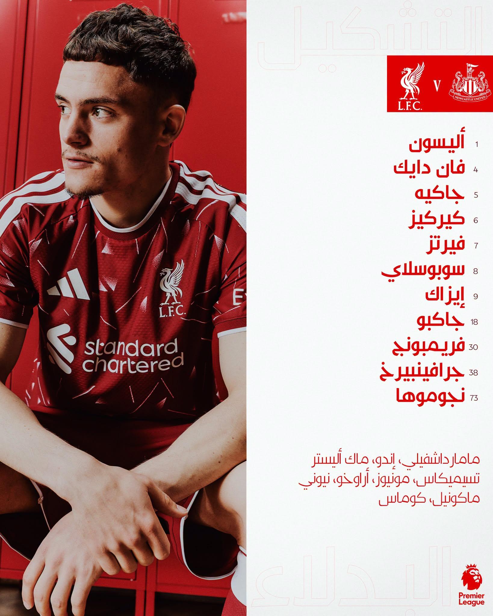 تشكيل ليفربول ضد نيوكاسل يونايتد