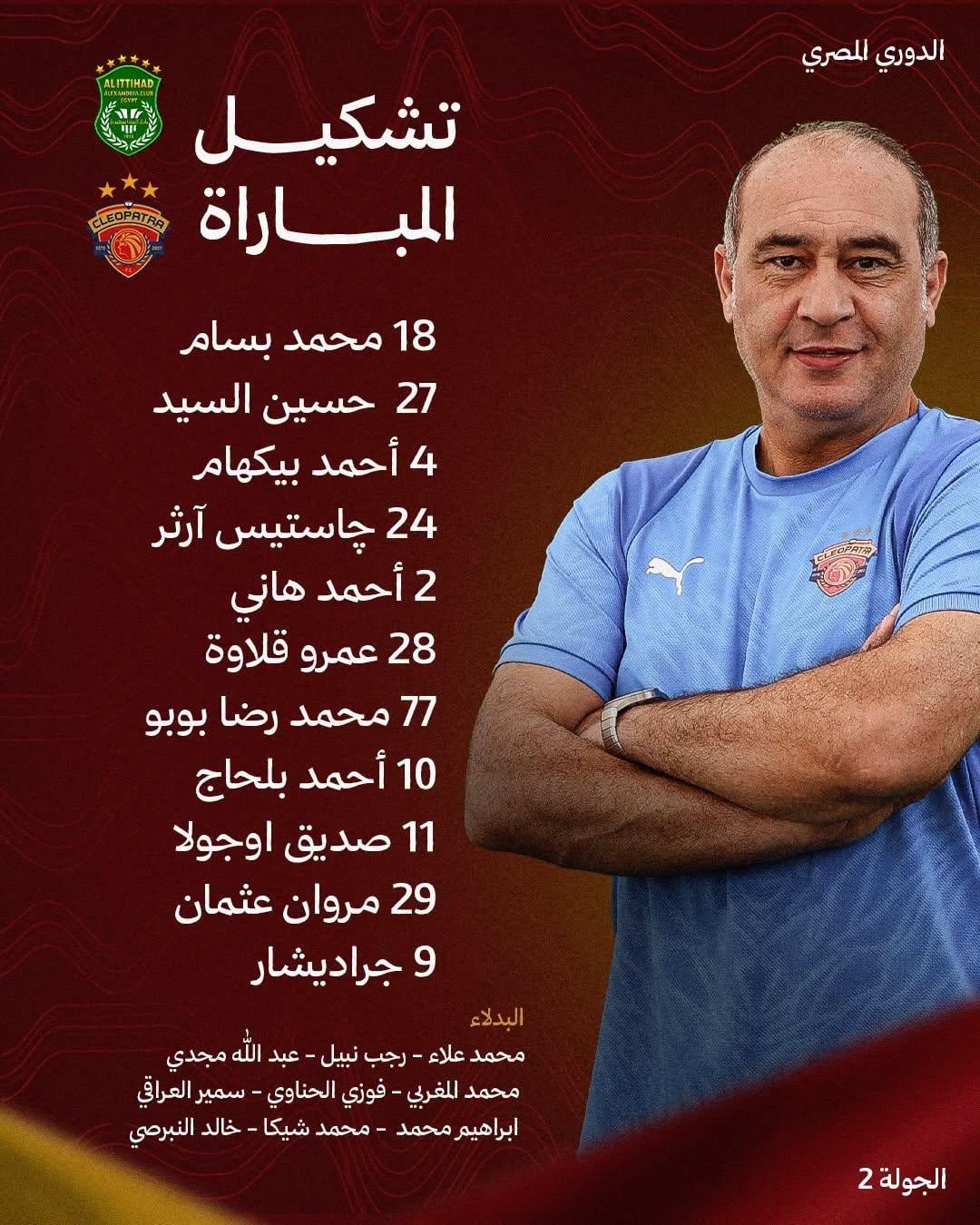 تشكيل سيراميكا كليوباترا ضد الاتحاد السكندري