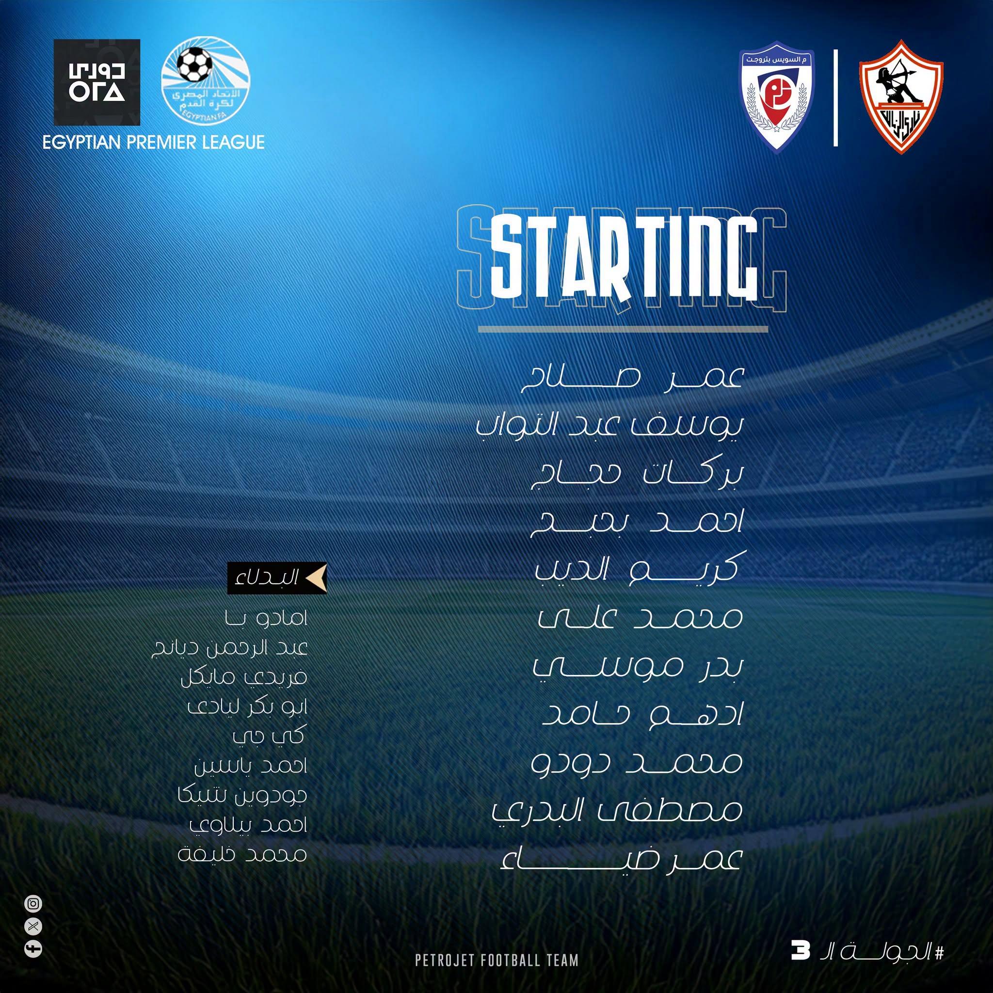 تشكيل السويس بتروجت ضد الزمالك