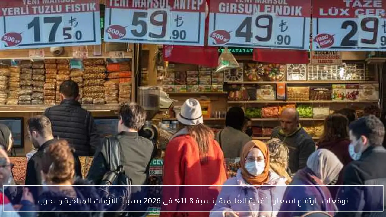 توقعات بارتفاع أسعار الأغذية العالمية بنسبة 11.8% في 2026 بسبب الأزمات المناخية والحرب
