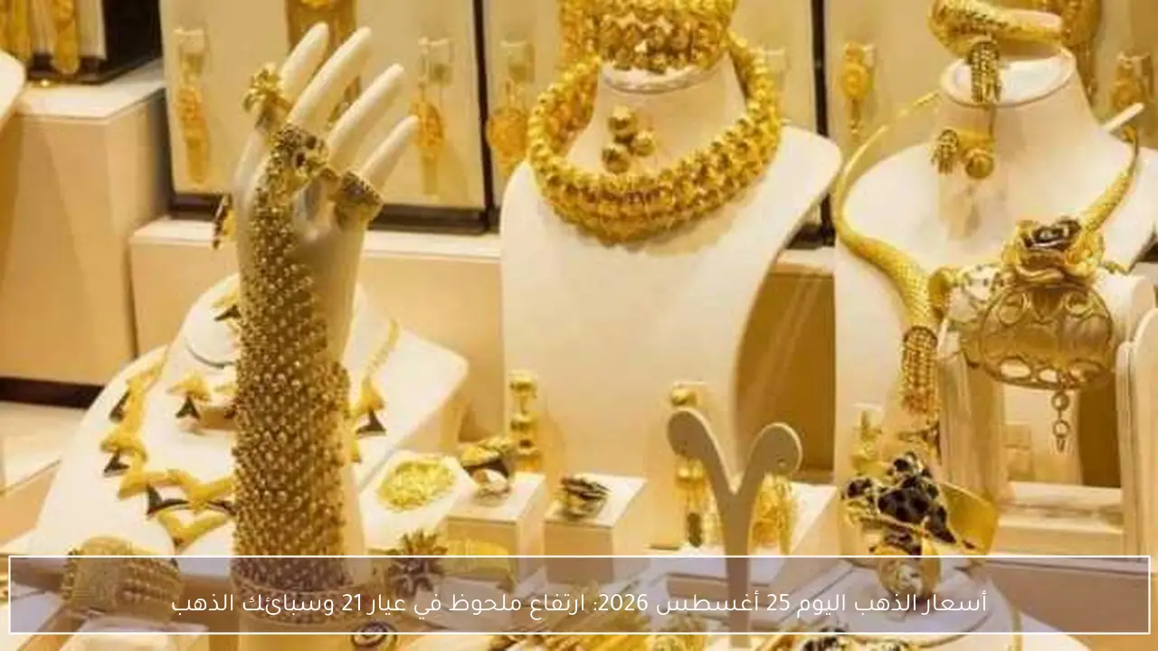 أسعار الذهب اليوم 25 أغسطس 2026: ارتفاع ملحوظ في عيار 21 وسبائك الذهب