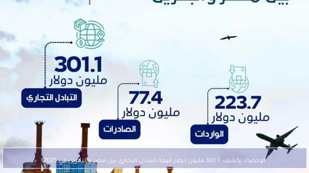 الإحصاء يكشف: 301.1 مليون دولار قيمة التبادل التجاري بين مصر والبحرين في 2025