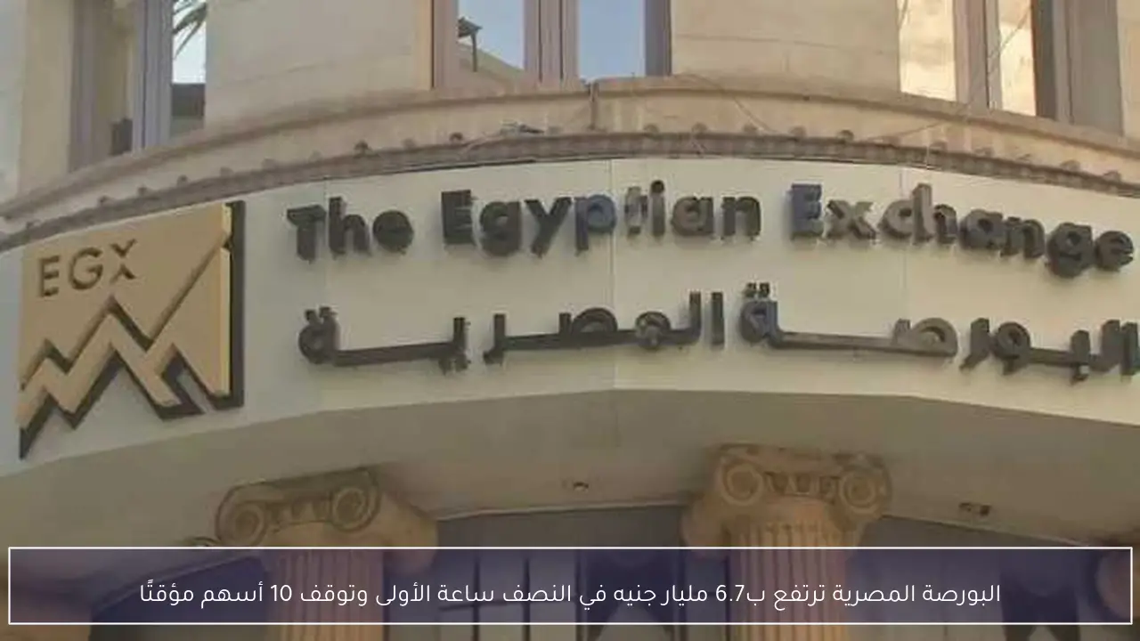البورصة المصرية ترتفع ب6.7 مليار جنيه في النصف ساعة الأولى وتوقف 10 أسهم مؤقتًا