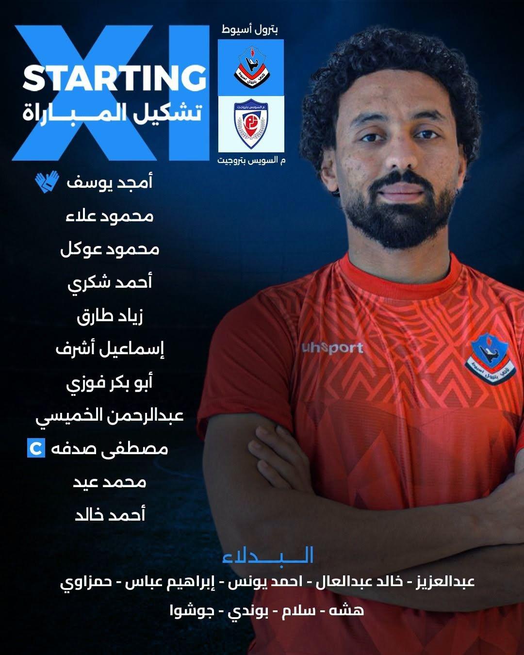 تشكيل بترول أسيوط ضد منتخب السويس بتروجت