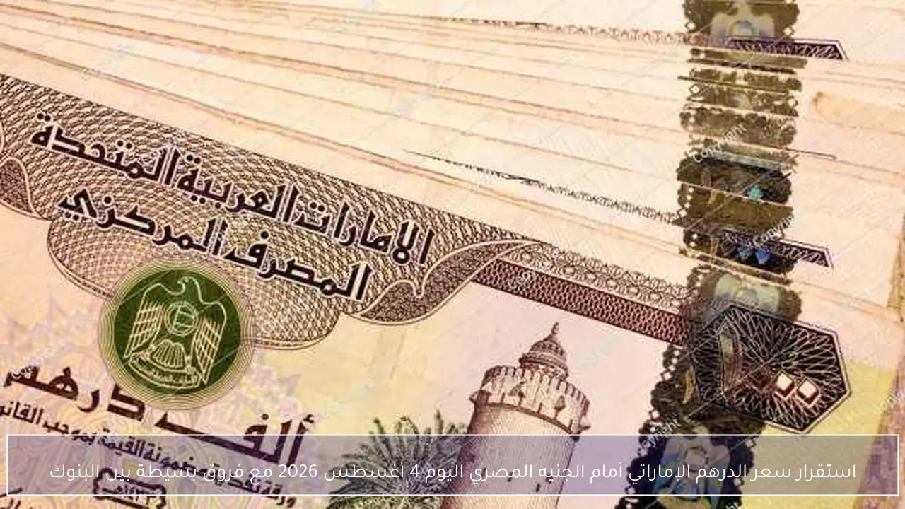 استقرار سعر الدرهم الإماراتي أمام الجنيه المصري اليوم 4 أغسطس 2026 مع فروق بسيطة بين البنوك