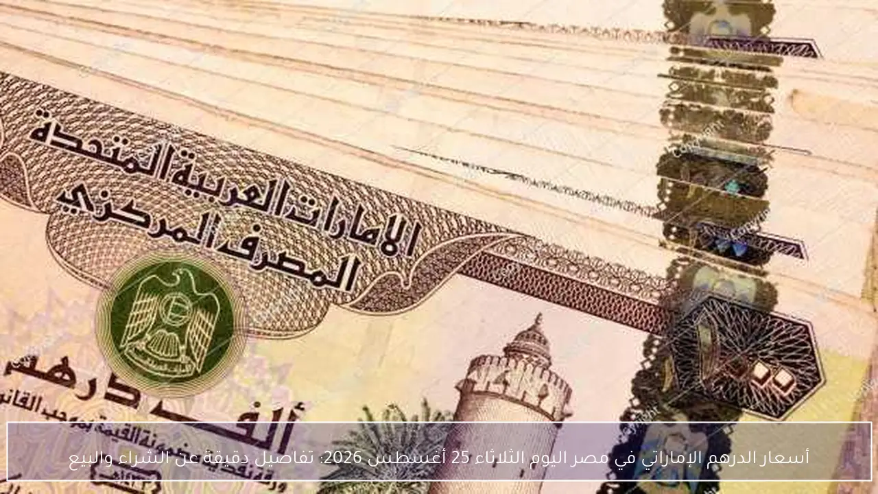 أسعار الدرهم الإماراتي في مصر اليوم الثلاثاء 25 أغسطس 2026: تفاصيل دقيقة عن الشراء والبيع