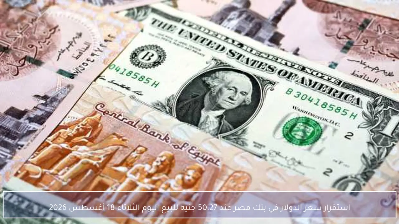استقرار سعر الدولار في بنك مصر عند 50.27 جنيه للبيع اليوم الثلاثاء 18 أغسطس 2026