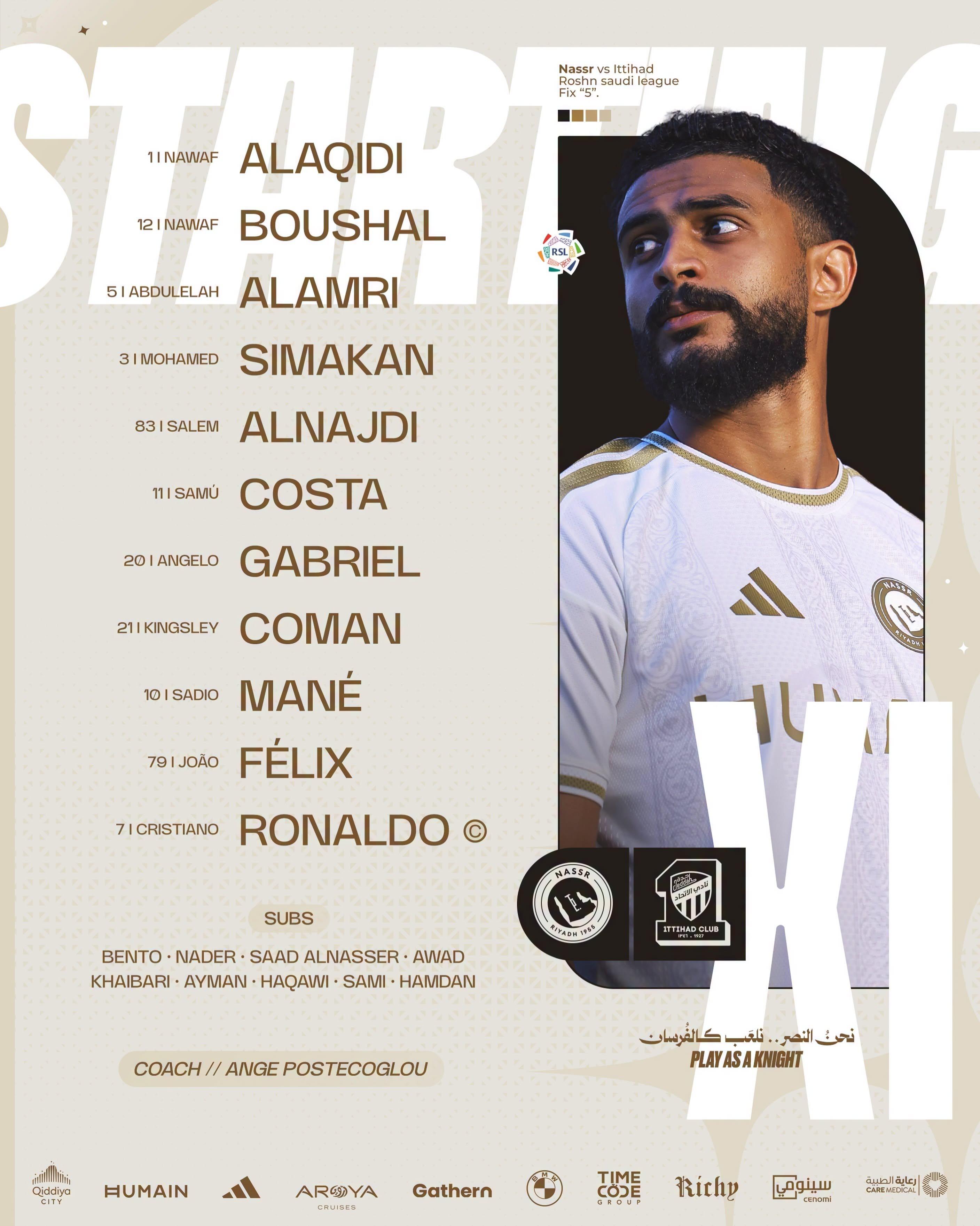تشكيل النصر ضد الاتحاد
