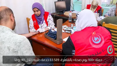 حملة «100 يوم صحة» بالقاهرة: 83.589 خدمة طبية خلال 49 يومًا