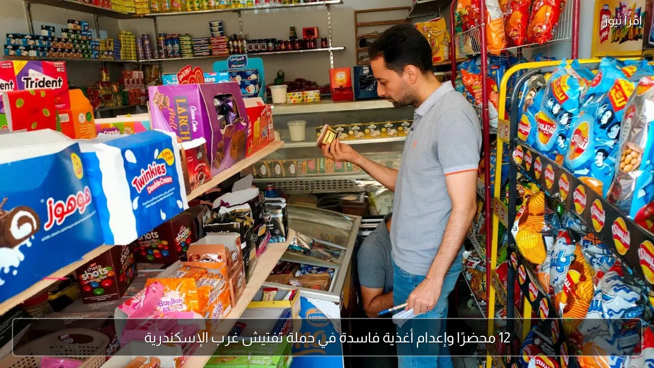 12 محضرًا وإعدام أغذية فاسدة في حملة تفتيش غرب الإسكندرية