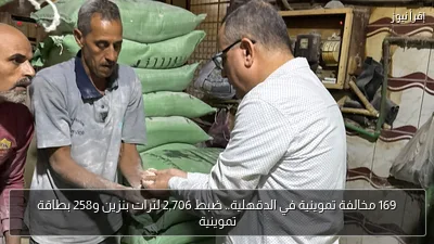 169 مخالفة تموينية في الدقهلية.. ضبط 2,706 لترات بنزين و258 بطاقة تموينية