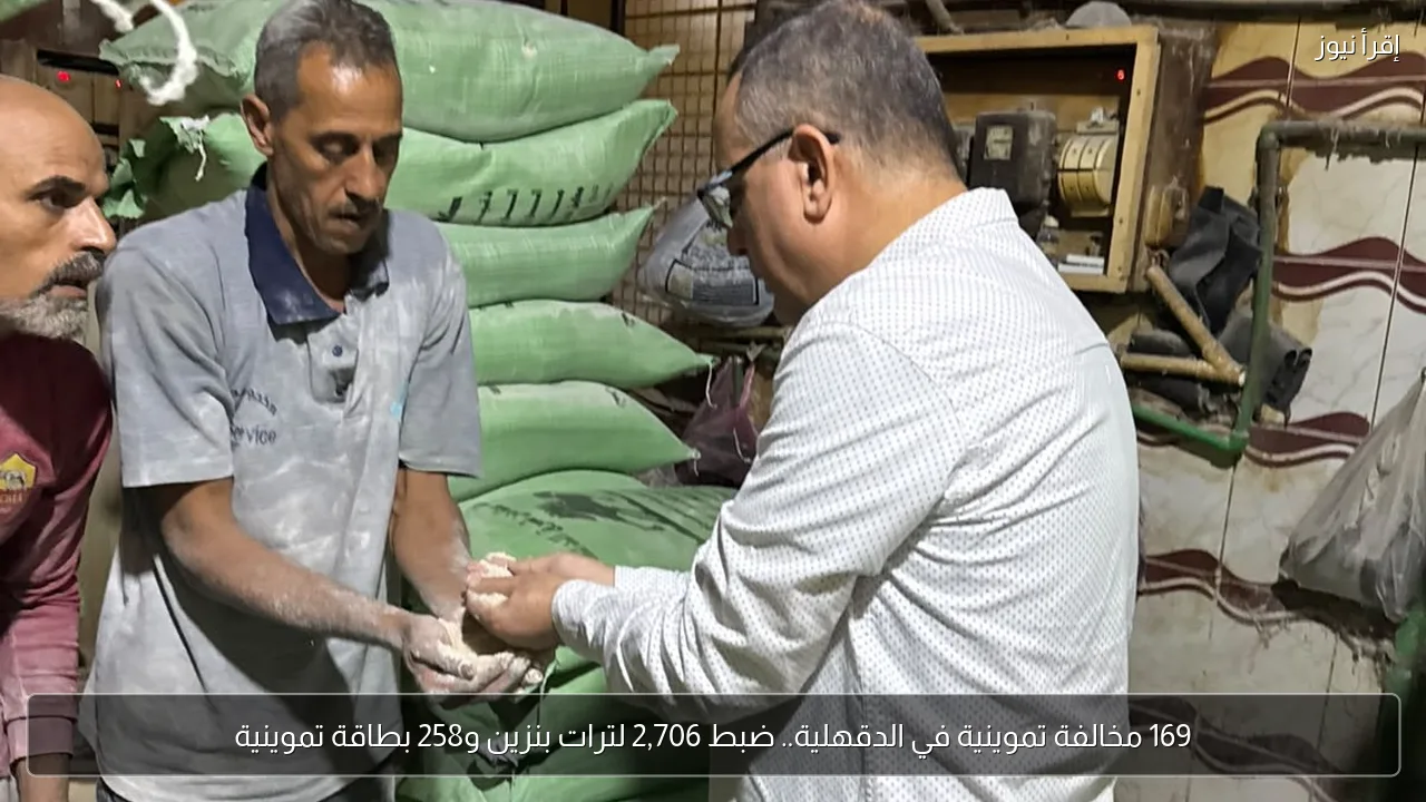 169 مخالفة تموينية في الدقهلية.. ضبط 2,706 لترات بنزين و258 بطاقة تموينية