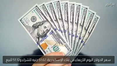 سعر الدولار اليوم الأربعاء في بنك الإسكندرية: 51.02 جنيه للشراء و51.12 للبيع