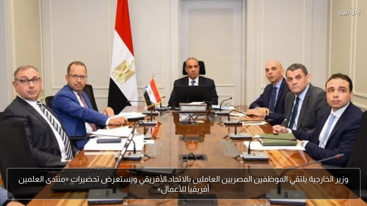 وزير الخارجية يلتقي الموظفين المصريين العاملين بالاتحاد الأفريقي ويستعرض تحضيرات «منتدى العلمين أفريقيا للأعمال»