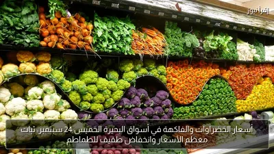 أسعار الخضراوات والفاكهة في أسواق البحيرة الخميس 24 سبتمبر: ثبات معظم الأسعار وانخفاض طفيف للطماطم