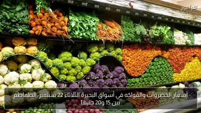 أسعار الخضروات والفواكه في أسواق البحيرة الثلاثاء 22 سبتمبر: الطماطم بين 15 و20 جنيهًا