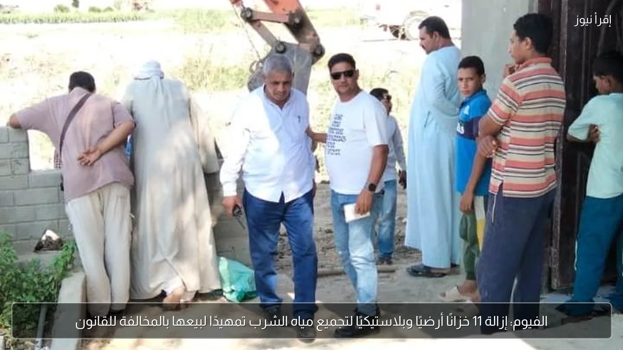 الفيوم: إزالة 11 خزانًا أرضيًا وبلاستيكيًا لتجميع مياه الشرب تمهيدًا لبيعها بالمخالفة للقانون