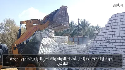 البحيرة: إزالة 297 تعديًا على أملاك الدولة والأراضي الزراعية ضمن الموجة الثلاثين