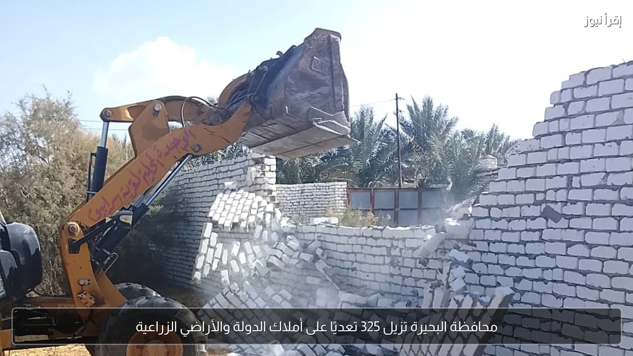 محافظة البحيرة تزيل 325 تعديًا على أملاك الدولة والأراضي الزراعية