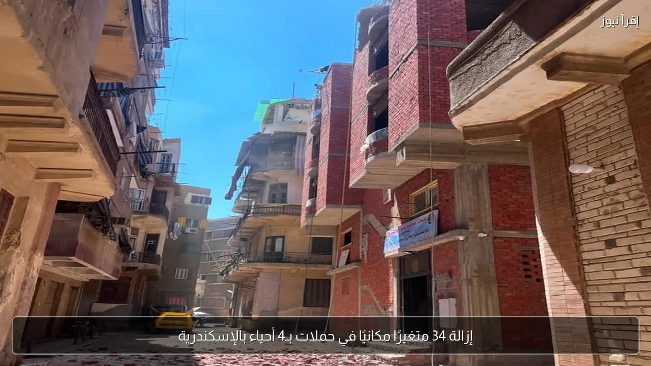 إزالة 34 متغيرًا مكانيًا في حملات بـ4 أحياء بالإسكندرية
