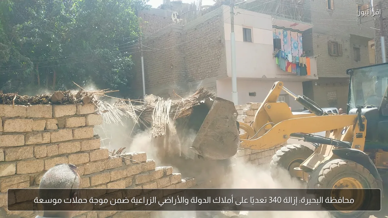 محافظة البحيرة: إزالة 340 تعديًا على أملاك الدولة والأراضي الزراعية ضمن موجة حملات موسعة
