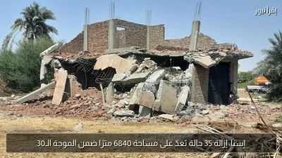 إسنا: إزالة 35 حالة تعدّ على مساحة 6840 مترًا ضمن الموجة الـ30