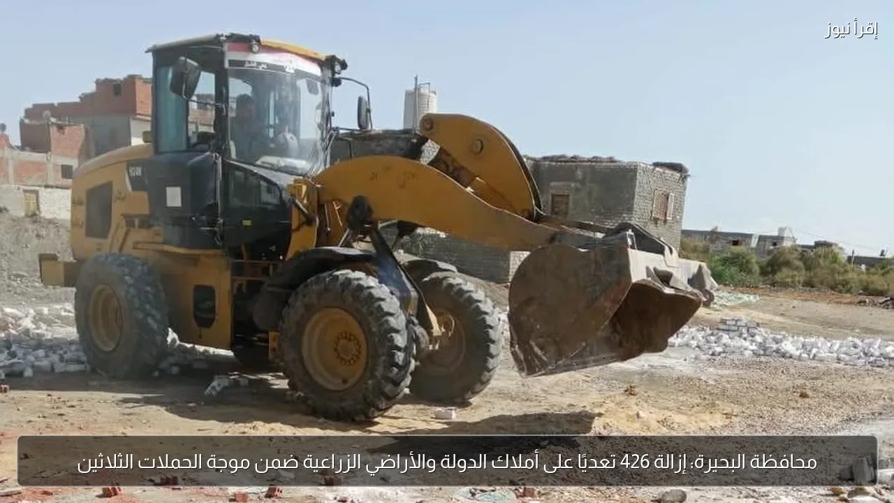 محافظة البحيرة: إزالة 426 تعديًا على أملاك الدولة والأراضي الزراعية ضمن موجة الحملات الثلاثين