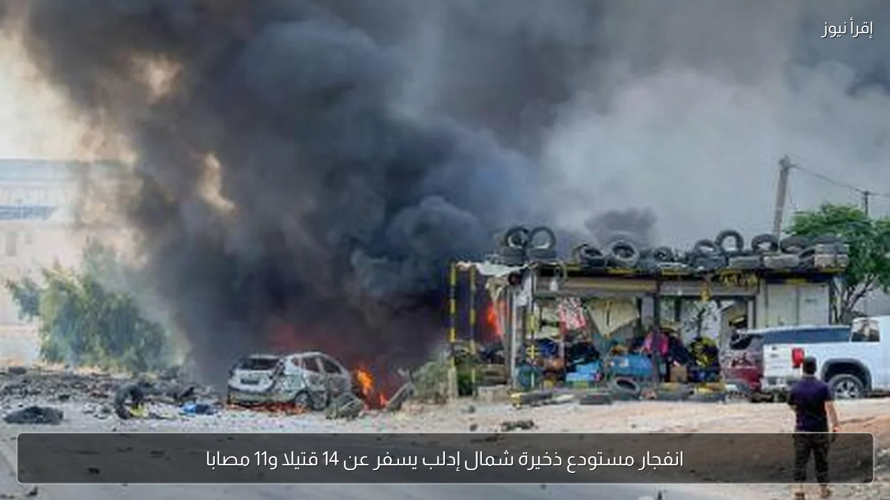انفجار مستودع ذخيرة شمال إدلب يسفر عن 14 قتيلا و11 مصابا
