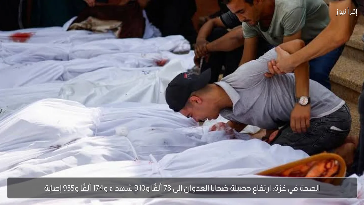 الصحة في غزة: ارتفاع حصيلة ضحايا العدوان إلى 73 ألفًا و910 شهداء و174 ألفًا و935 إصابة