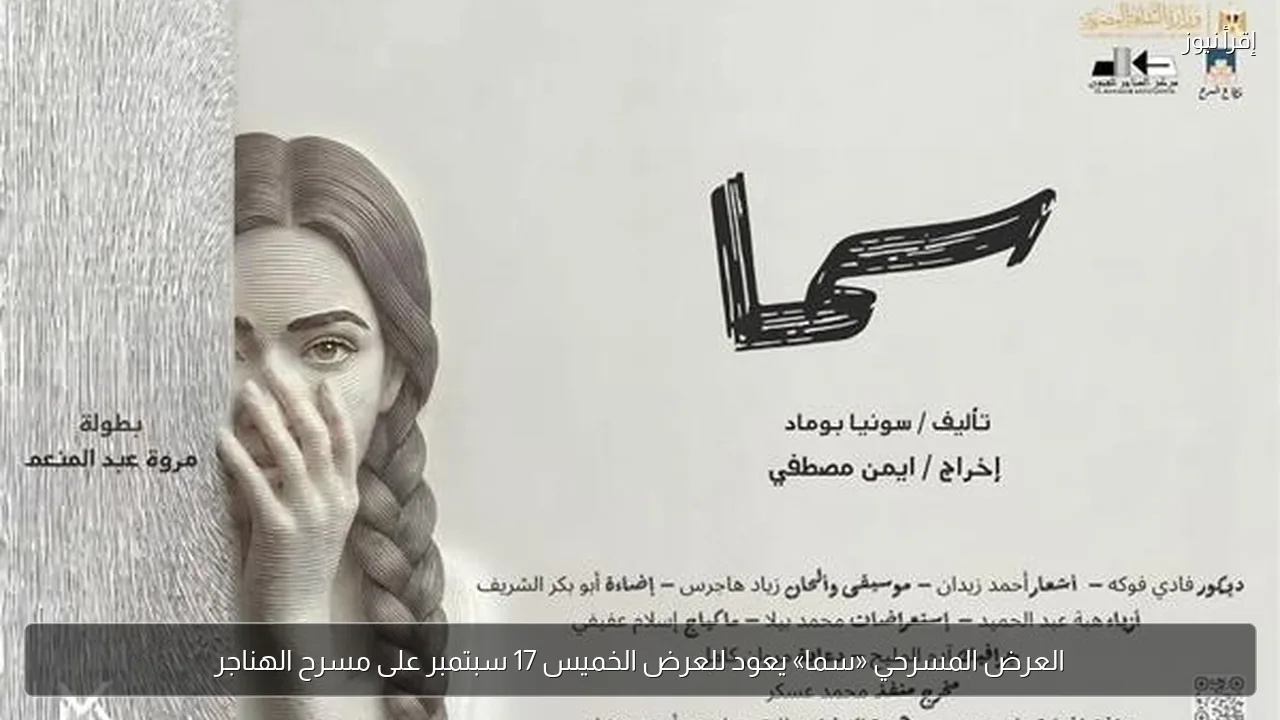 العرض المسرحي «سما» يعود للعرض الخميس 17 سبتمبر على مسرح الهناجر