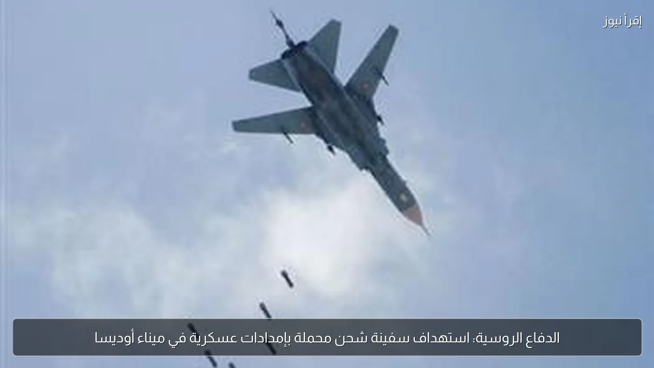 الدفاع الروسية: استهداف سفينة شحن محملة بإمدادات عسكرية في ميناء أوديسا