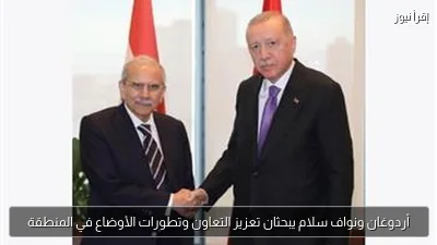 أردوغان ونواف سلام يبحثان تعزيز التعاون وتطورات الأوضاع في المنطقة