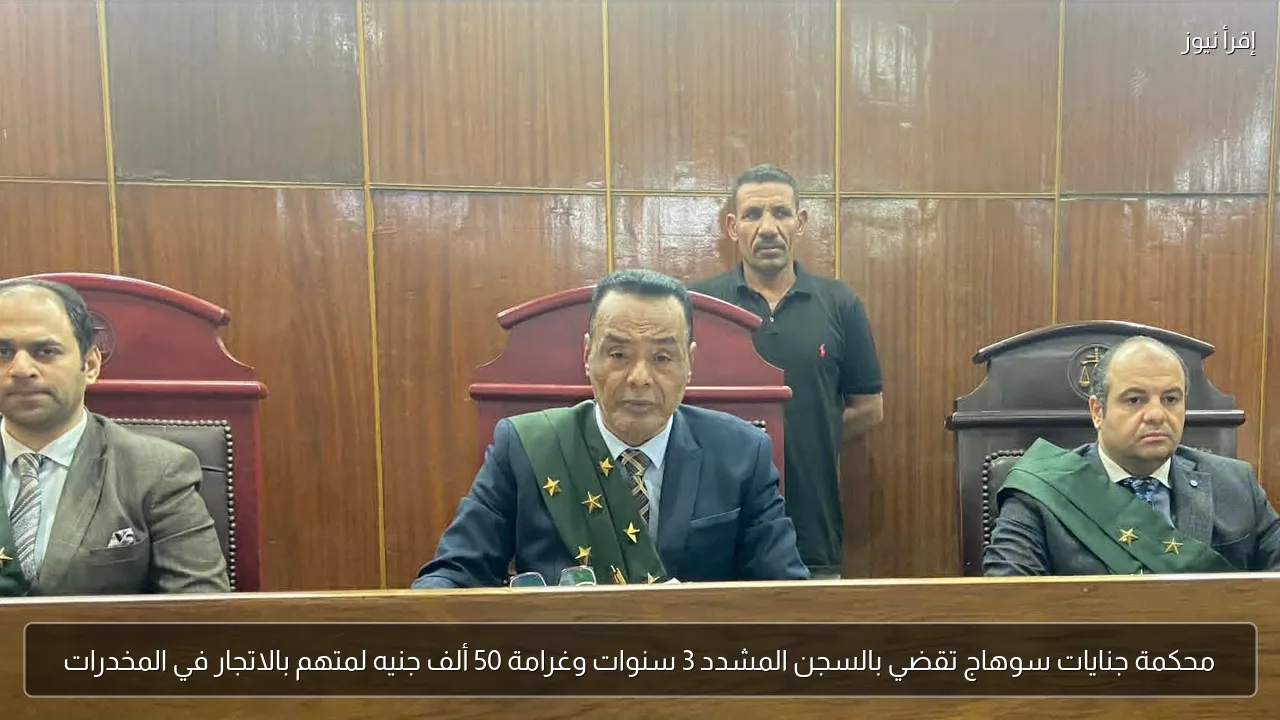 محكمة جنايات سوهاج تقضي بالسجن المشدد 3 سنوات وغرامة 50 ألف جنيه لمتهم بالاتجار في المخدرات