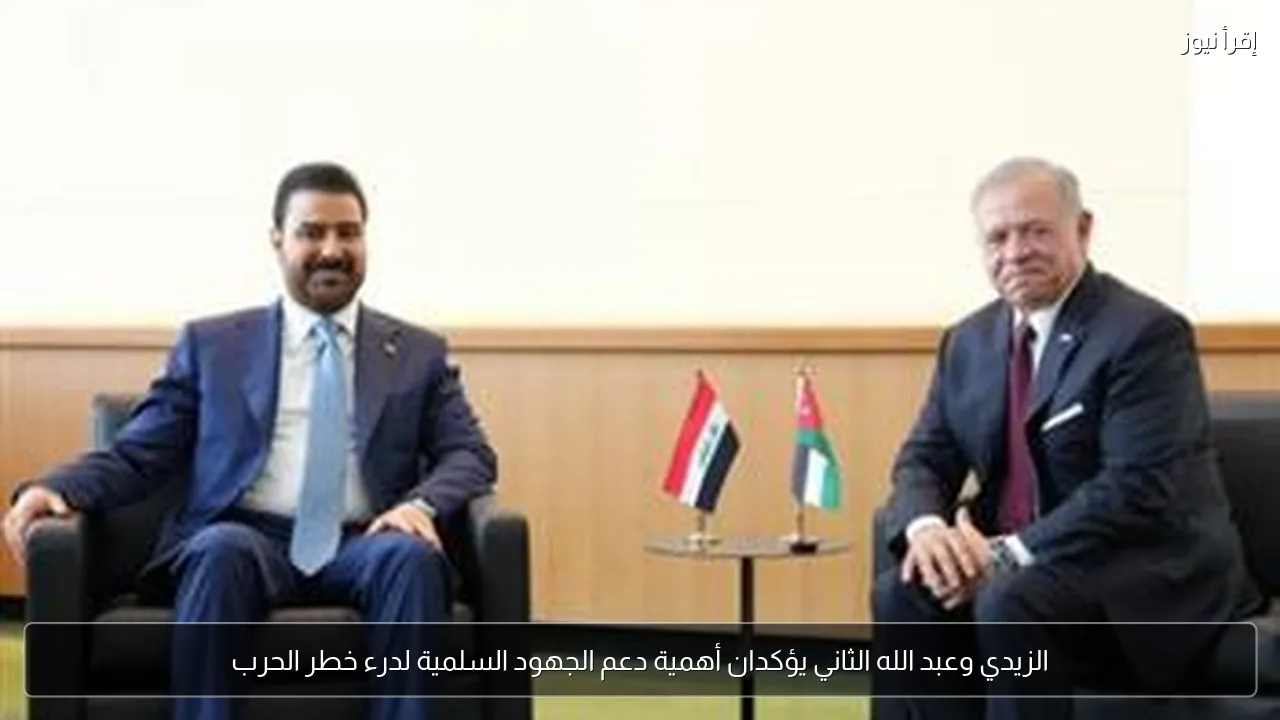 الزيدي وعبد الله الثاني يؤكدان أهمية دعم الجهود السلمية لدرء خطر الحرب