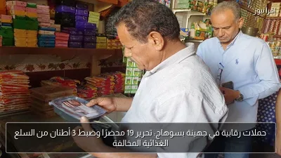 حملات رقابية في جهينة بسوهاج: تحرير 19 محضرًا وضبط 3 أطنان من السلع الغذائية المخالفة