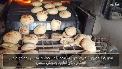 مديرية التموين بالبحيرة: تحرير 24 محضرًا في حملات تفتيش مفاجئة على المخابز بإيتاي البارود وحوش عيسى