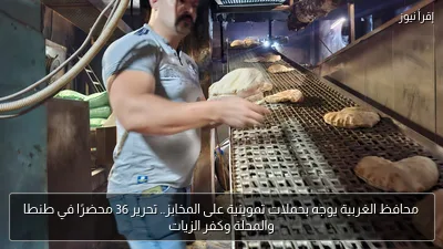 محافظ الغربية يوجه بحملات تموينية على المخابز.. تحرير 36 محضرًا في طنطا والمحلة وكفر الزيات