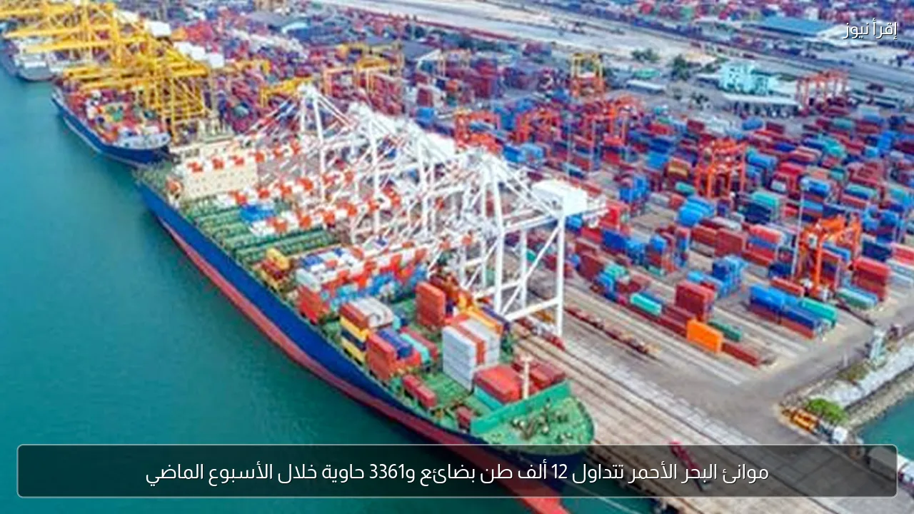 موانئ البحر الأحمر تتداول 12 ألف طن بضائع و3361 حاوية خلال الأسبوع الماضي