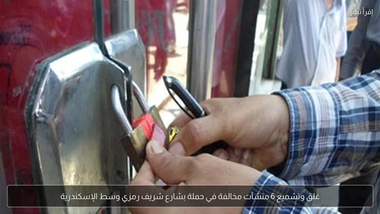 غلق وتشميع 6 منشآت مخالفة في حملة بشارع شريف رمزي وسط الإسكندرية