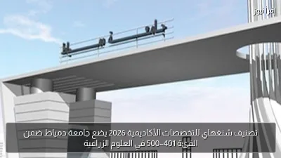 تصنيف شنغهاي للتخصصات الأكاديمية 2026 يضع جامعة دمياط ضمن الفئة 401–500 في العلوم الزراعية