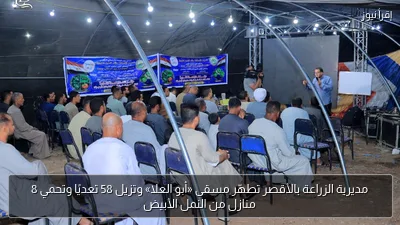 مديرية الزراعة بالأقصر تطهّر مسقى «أبو العلا» وتزيل 58 تعديًا وتحمي 8 منازل من النمل الأبيض