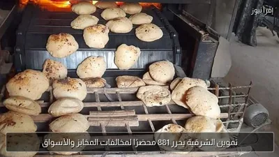 تموين الشرقية يحرر 881 محضرًا لمخالفات المخابز والأسواق