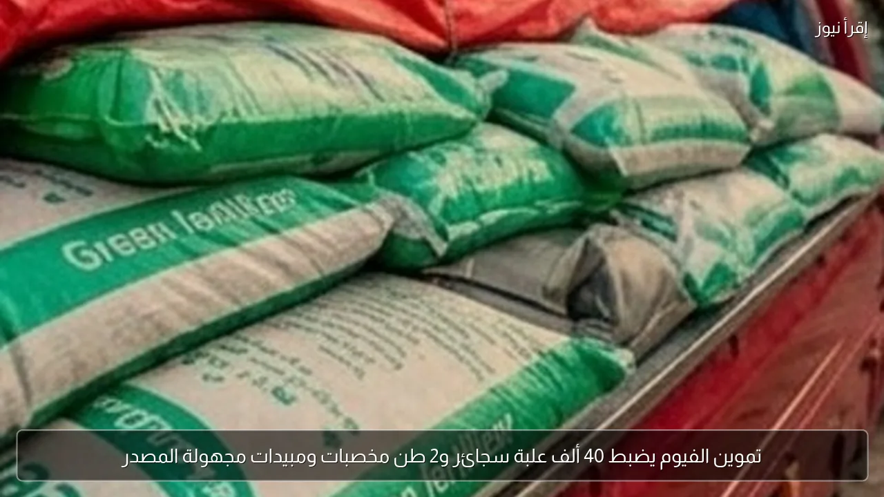 تموين الفيوم يضبط 40 ألف علبة سجائر و2 طن مخصبات ومبيدات مجهولة المصدر