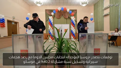 توقعات بتصدر «روسيا الموحدة» انتخابات مجلس الدوما مع رصد هجمات سيبرانية وتسجيل نسبة مشاركة 40.2% في موسكو