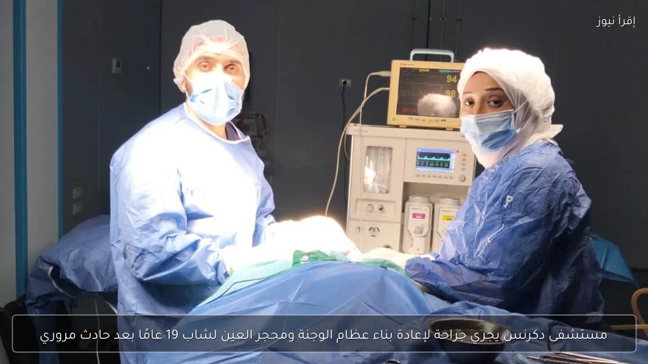 مستشفى دكرنس يجري جراحة لإعادة بناء عظام الوجنة ومحجر العين لشاب 19 عامًا بعد حادث مروري