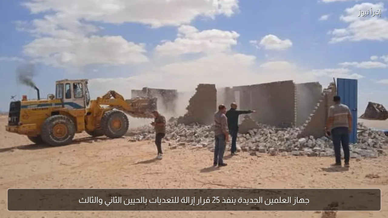 جهاز العلمين الجديدة ينفذ 25 قرار إزالة للتعديات بالحيين الثاني والثالث