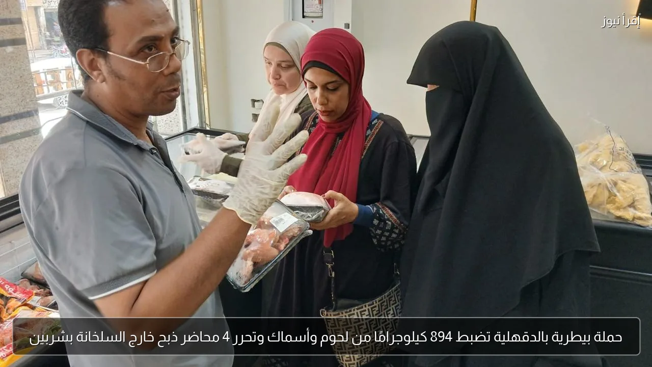 حملة بيطرية بالدقهلية تضبط 894 كيلوجرامًا من لحوم وأسماك وتحرر 4 محاضر ذبح خارج السلخانة بشربين