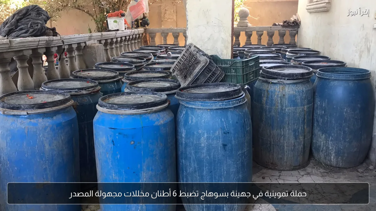 حملة تموينية في جهينة بسوهاج تضبط 6 أطنان مخللات مجهولة المصدر