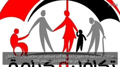 محافظ الشرقية: 30 مليون جنيه و30 ألف مستفيد من «تكافل وكرامة» خلال الفترة من يوليو 2024 حتى سبتمبر 2026